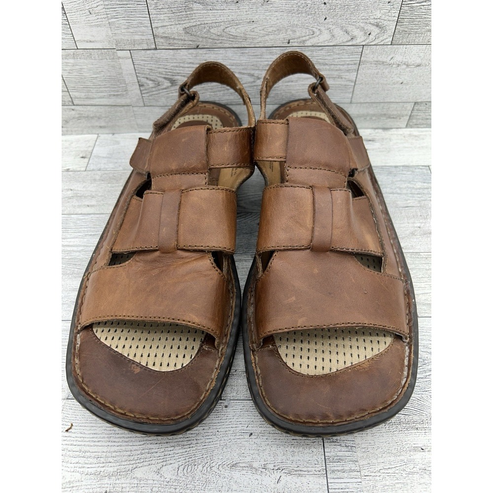 Born Fisherman Sandals Mens 42.5 EU 9 US Brown Leather Slingback Loop‎ Open Toe